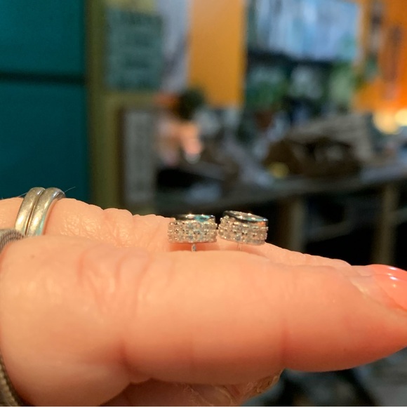 #126 Over 2 cttw Moissanite double row hidden halo earrings - Picture 6 of 6